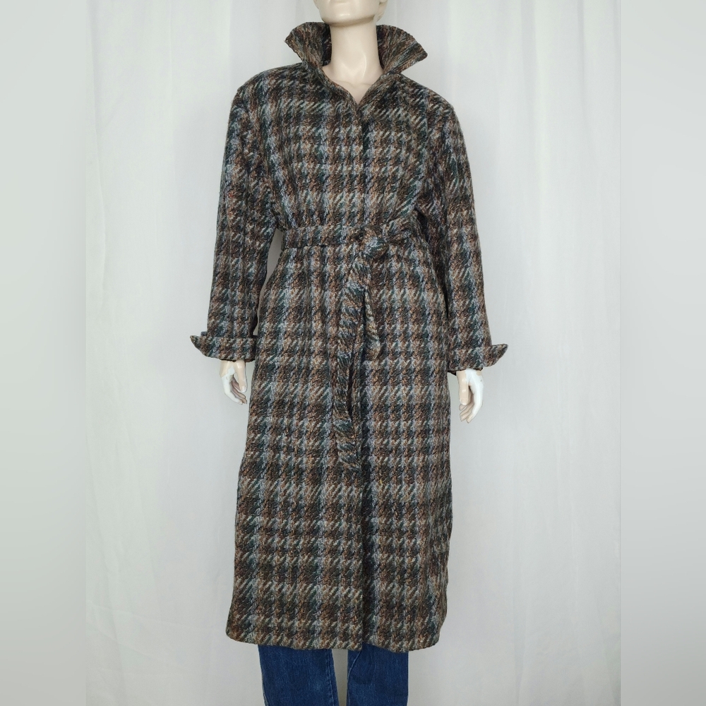Vtg 80s Aquascutum wool tweed coat M-L